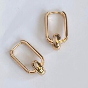 Hoop Earrings 18k Gold Plated Bead Earrings Modern Design
